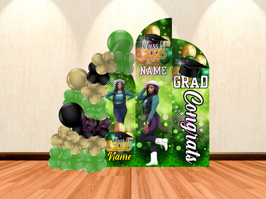 Grad 3 Panel Photo Wood Arch & Balloons