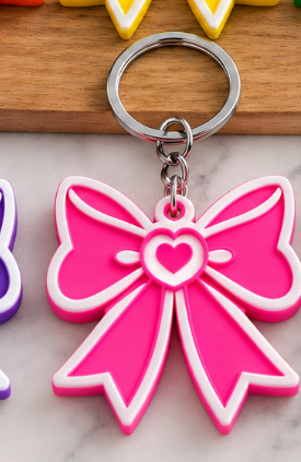 Pink Bow Can Opener with colored bow and complete white outline, approved reference photo
