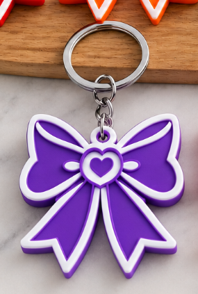 Purple Bow Can Opener with colored bow and complete white outline, approved reference photo