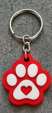 Red base Paw Can Opener with white raised paw